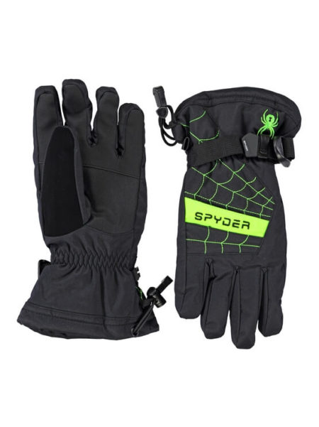 Spyder zwart met Bryte groene kinder ski handschoenen